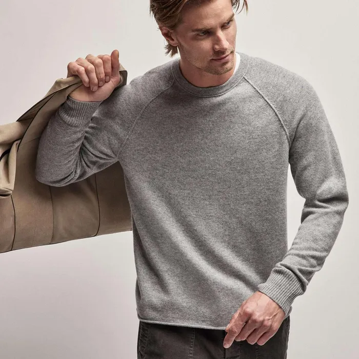 Men Sweaters James Perse Recycled Cashmere Raglan Heather Grey