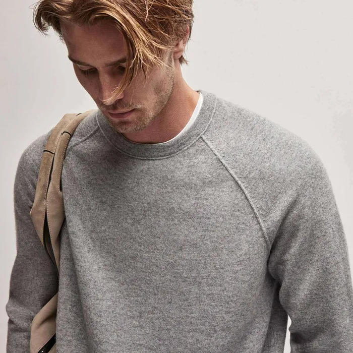 Men Sweaters James Perse Recycled Cashmere Raglan Heather Grey