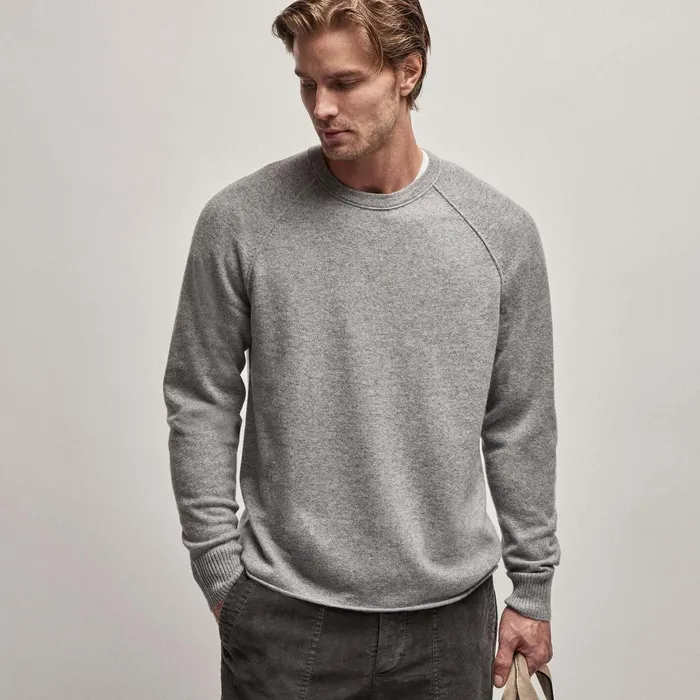 Men Sweaters James Perse Recycled Cashmere Raglan Heather Grey