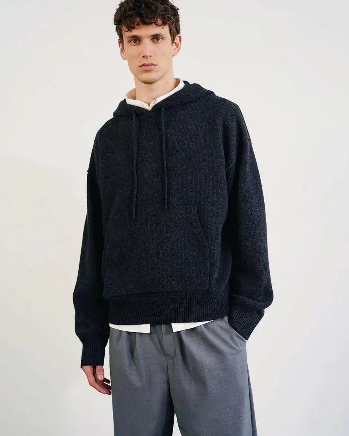 Men Sweaters Nili Lotan DAGEN HOODIE Charcoal