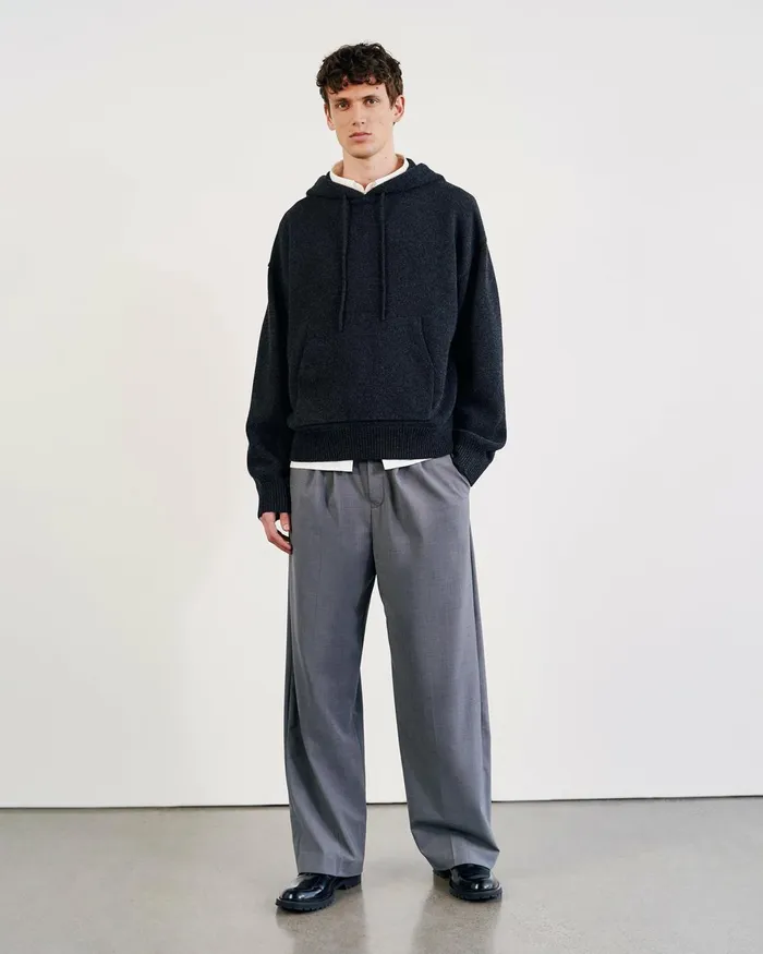 Men Sweaters Nili Lotan DAGEN HOODIE Charcoal