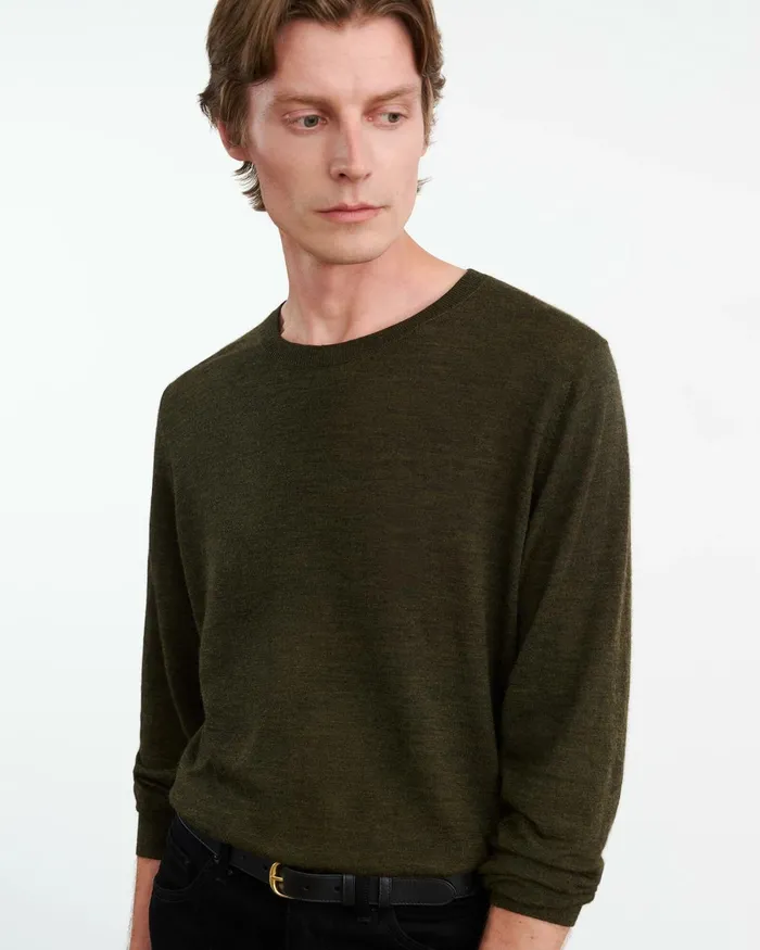 Men Sweaters Nili Lotan DAWSON SWEATER Forest Green