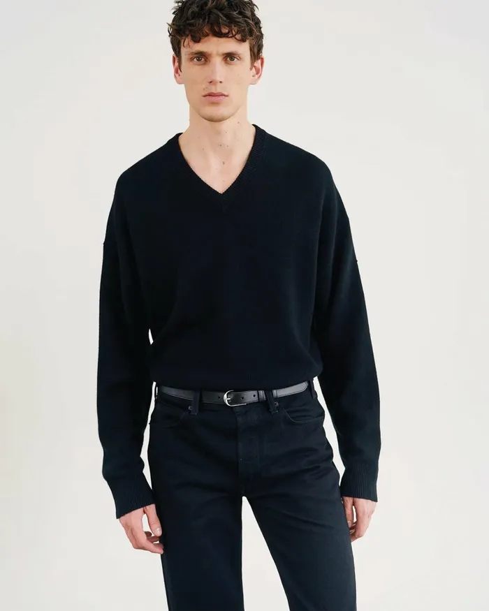 Men Sweaters Nili Lotan HAGEN SWEATER Black