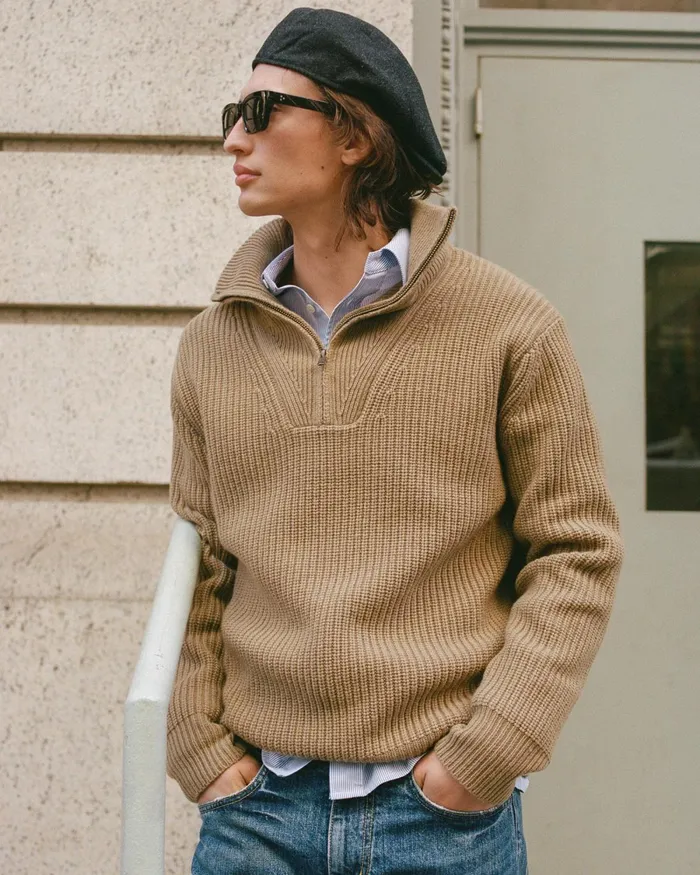 Men Sweaters Nili Lotan HESTON SWEATER Tan