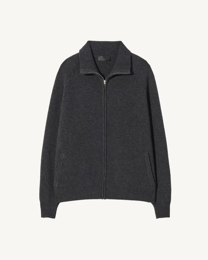 Men Sweaters Nili Lotan JAD SWEATER Dark Charcoal Melange