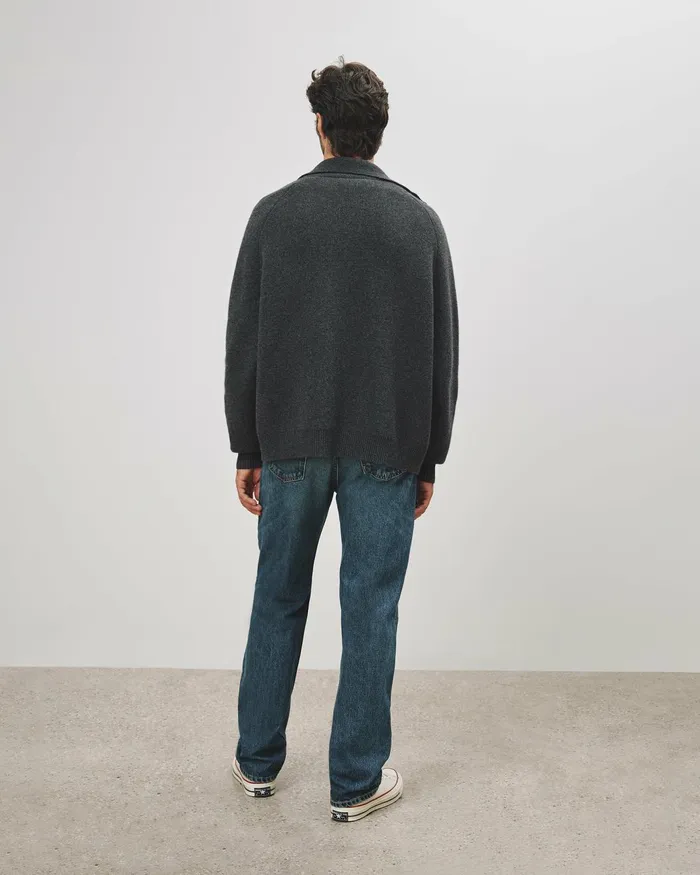 Men Sweaters Nili Lotan JAD SWEATER Dark Charcoal Melange