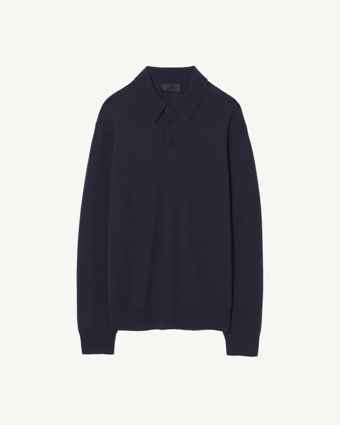 Men Sweaters Nili Lotan JOVAN CASHMERE POLO Black