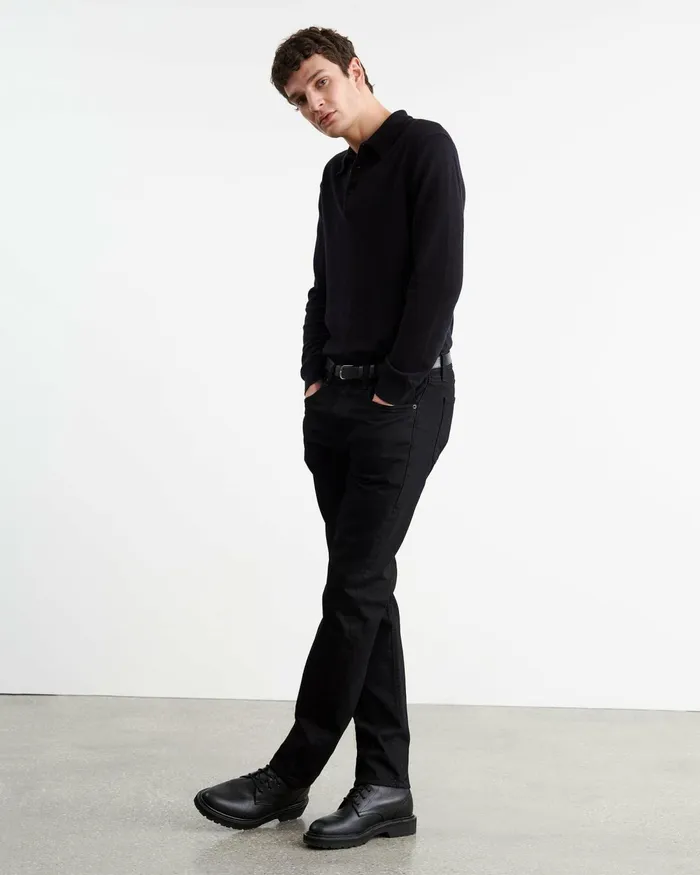 Men Sweaters Nili Lotan JOVAN CASHMERE POLO Black