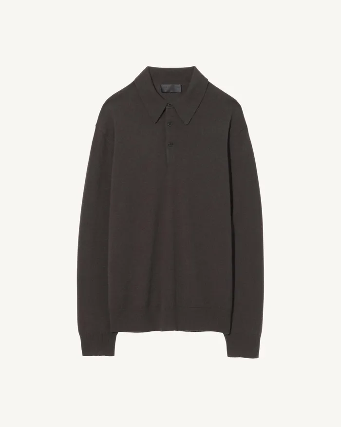Men Sweaters Nili Lotan JOVAN CASHMERE POLO Black