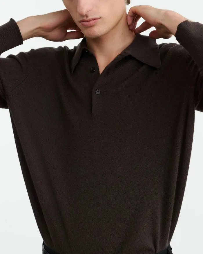Men Sweaters Nili Lotan JOVAN CASHMERE POLO Black