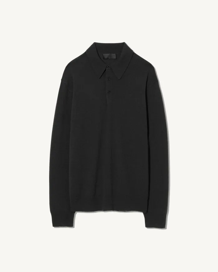 Men Sweaters Nili Lotan JOVAN CASHMERE POLO Black