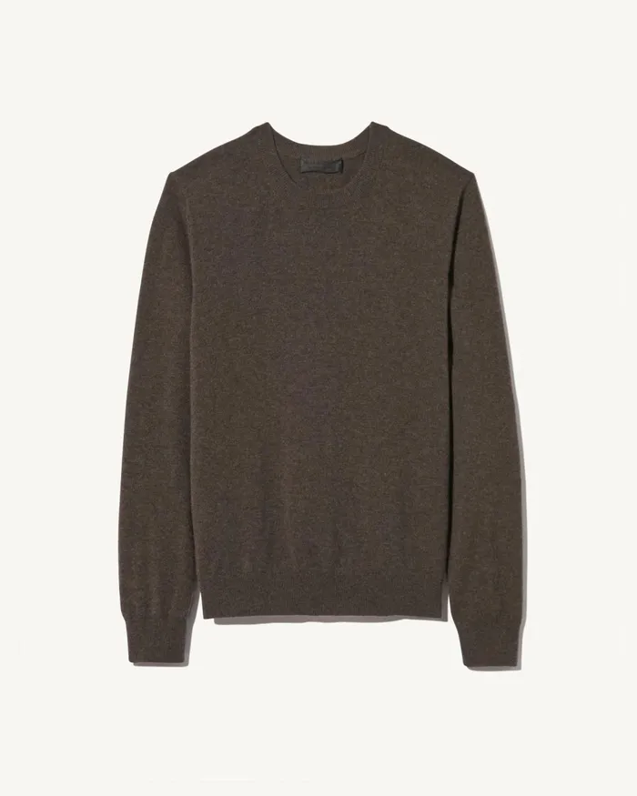 Men Sweaters Nili Lotan JULIUS CASHMERE SWEATER Dark Umber Melange