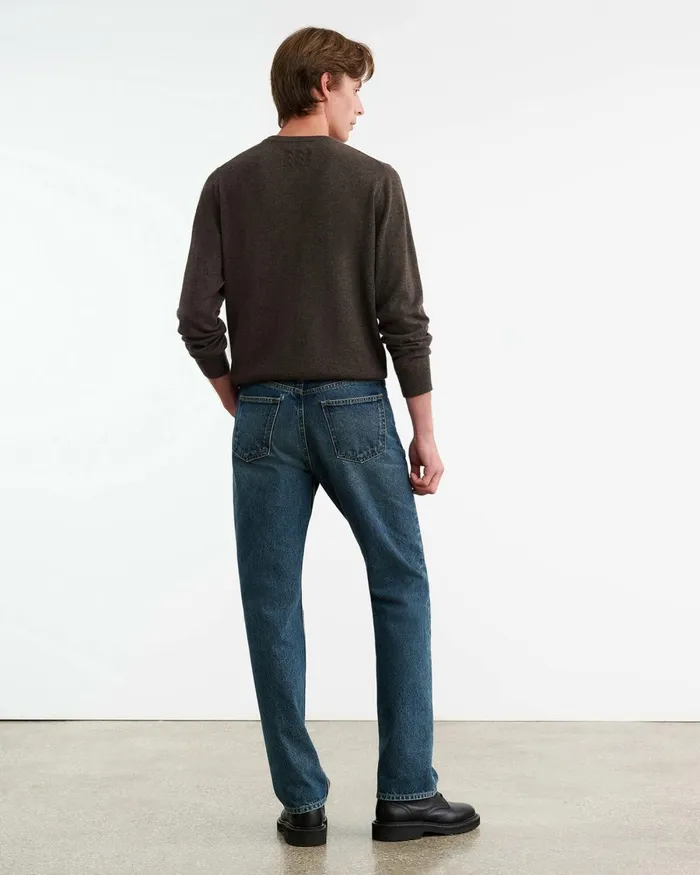 Men Sweaters Nili Lotan JULIUS CASHMERE SWEATER Dark Umber Melange