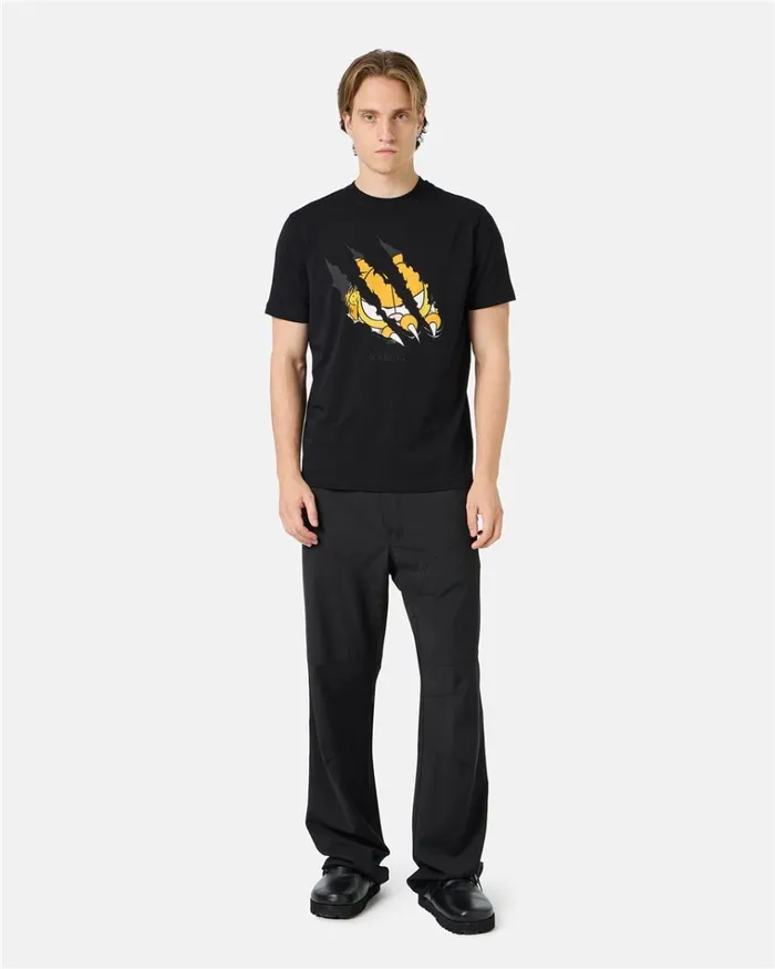 Men TSHIRTS AND POLO Iceberg Black Cotton Jersey Tshirt With Garfield Print And Embroidered Iceberg Logo Men TSHIRTS AND POLO Iceberg Black Cotton Jersey Tshirt With Garfield Print And Embroidered Iceberg Logo