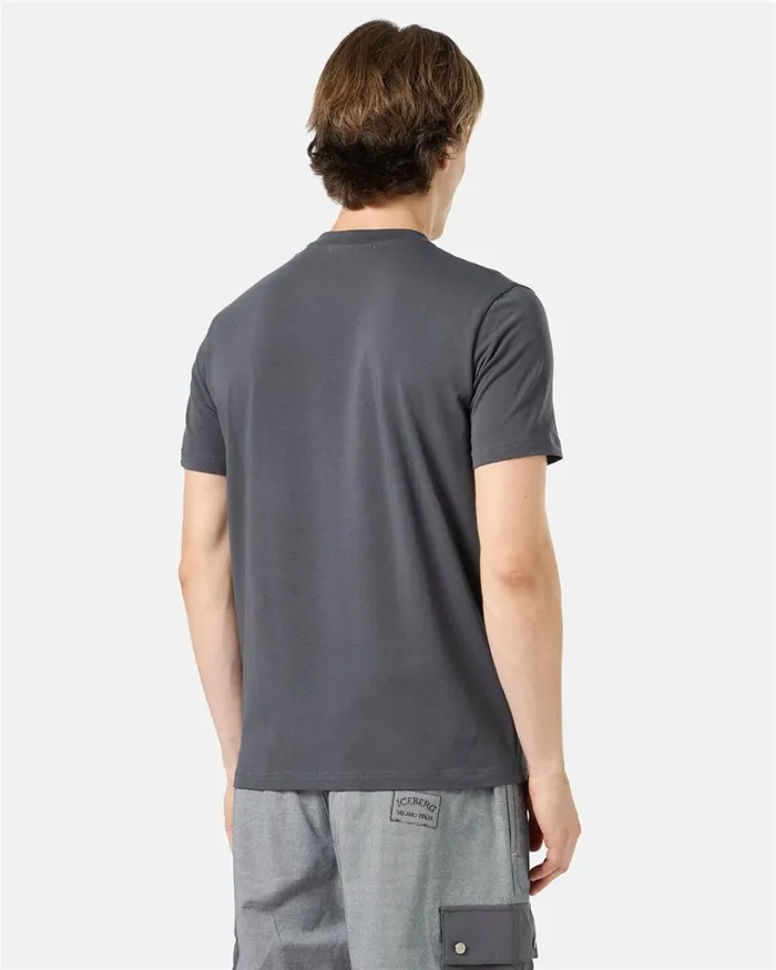 Men TSHIRTS AND POLO Iceberg Grey Slimfit Tshirt In Sustainable Stretch Jersey With Garfield Print And Iceberg Logo Men TSHIRTS AND POLO Iceberg Grey Slimfit Tshirt In Sustainable Stretch Jersey With Garfield Print And Iceberg Logo