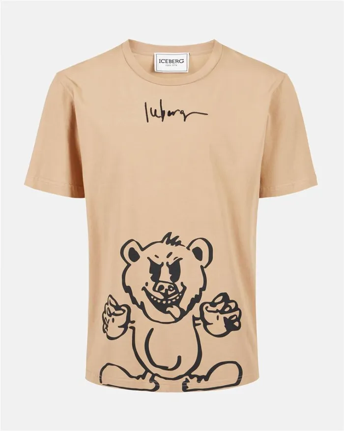 Men TSHIRTS AND POLO Iceberg Shortsleeved Tshirt With Logo And Print Men TSHIRTS AND POLO Iceberg Shortsleeved Tshirt With Logo And Print