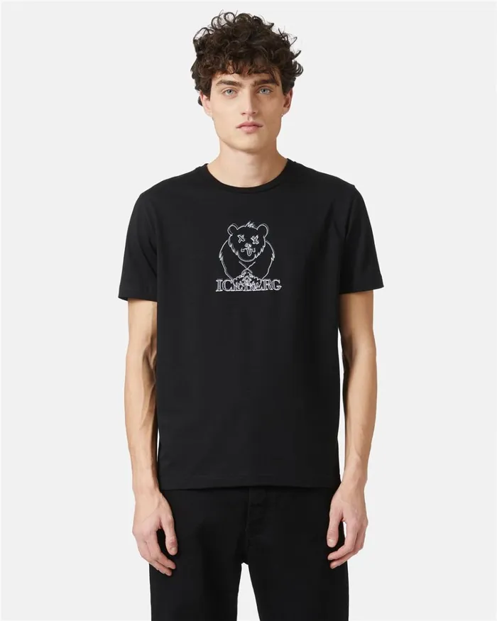 Men TSHIRTS AND POLO Iceberg Tshirt With Printed And Embroidered Bear