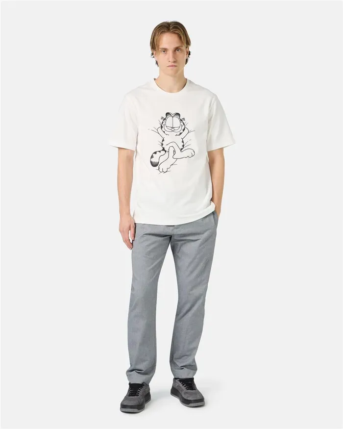 Men TSHIRTS AND POLO Iceberg White Cotton Jersey Tshirt With Lazy Garfield Print Men TSHIRTS AND POLO Iceberg White Cotton Jersey Tshirt With Lazy Garfield Print
