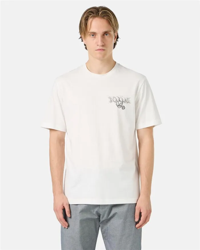 Men TSHIRTS AND POLO Iceberg White Cotton Jersey Tshirt With Splash And Bear Logo Print On The Heart Men TSHIRTS AND POLO Iceberg White Cotton Jersey Tshirt With Splash And Bear Logo Print On The Heart