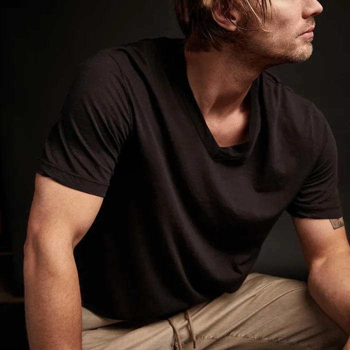 Men TShirts James Perse 3 Pack Short Sleeve V Neck Tee Black