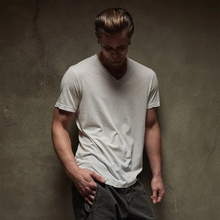 Men TShirts James Perse Clear Jersey V Neck White