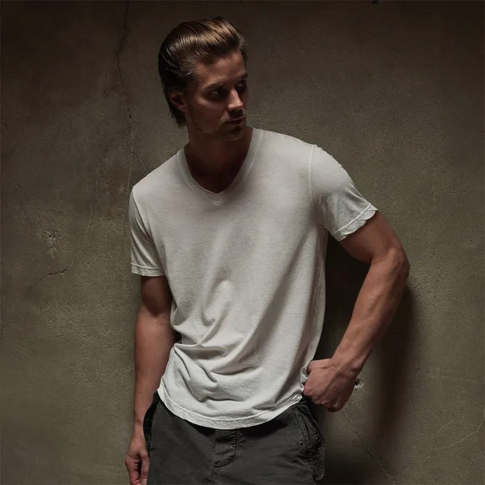 Men TShirts James Perse Clear Jersey V Neck White