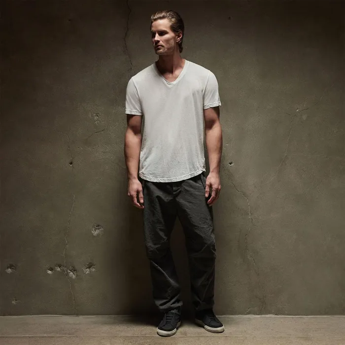 Men TShirts James Perse Clear Jersey V Neck White