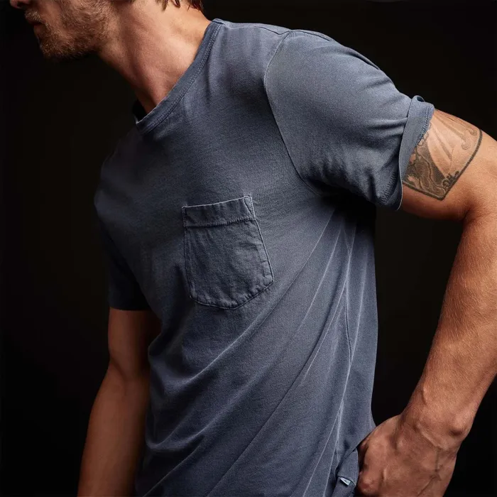 Men TShirts James Perse Lightweight Jersey Pocket Tee Sea Captain Pigment