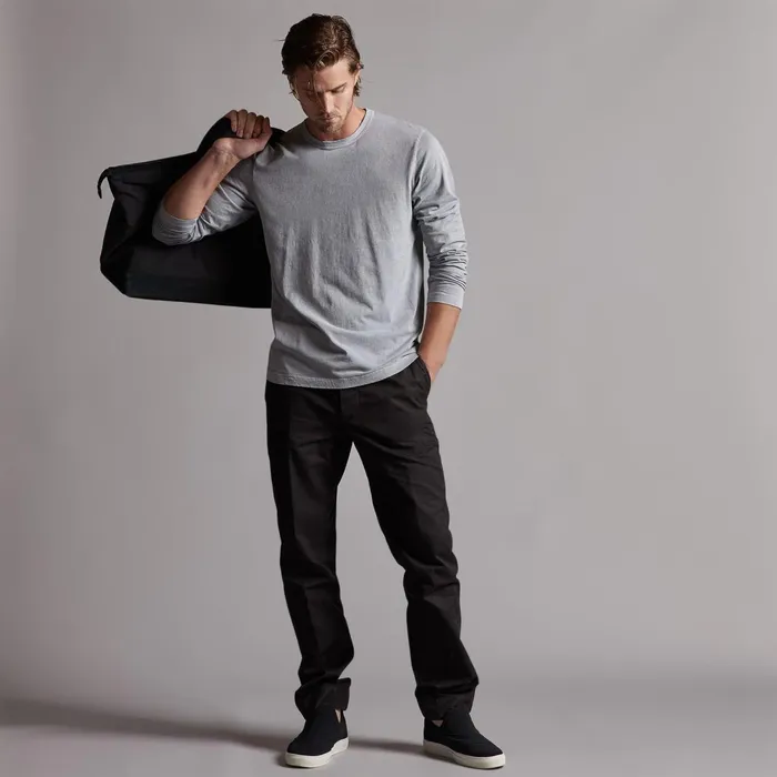 Men TShirts James Perse Long Sleeve Crew Neck Breeze Pigment