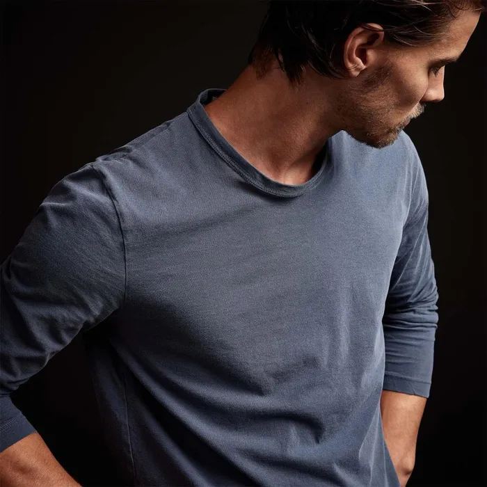 Men TShirts James Perse Long Sleeve Crew Neck Sea Captain Pigment