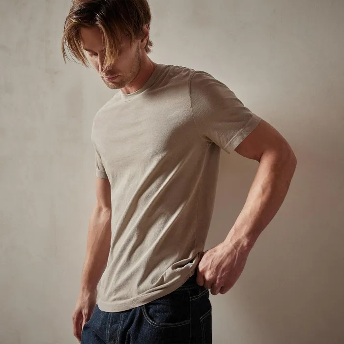 Men TShirts James Perse Short Sleeve Crew Neck Toast Pigment