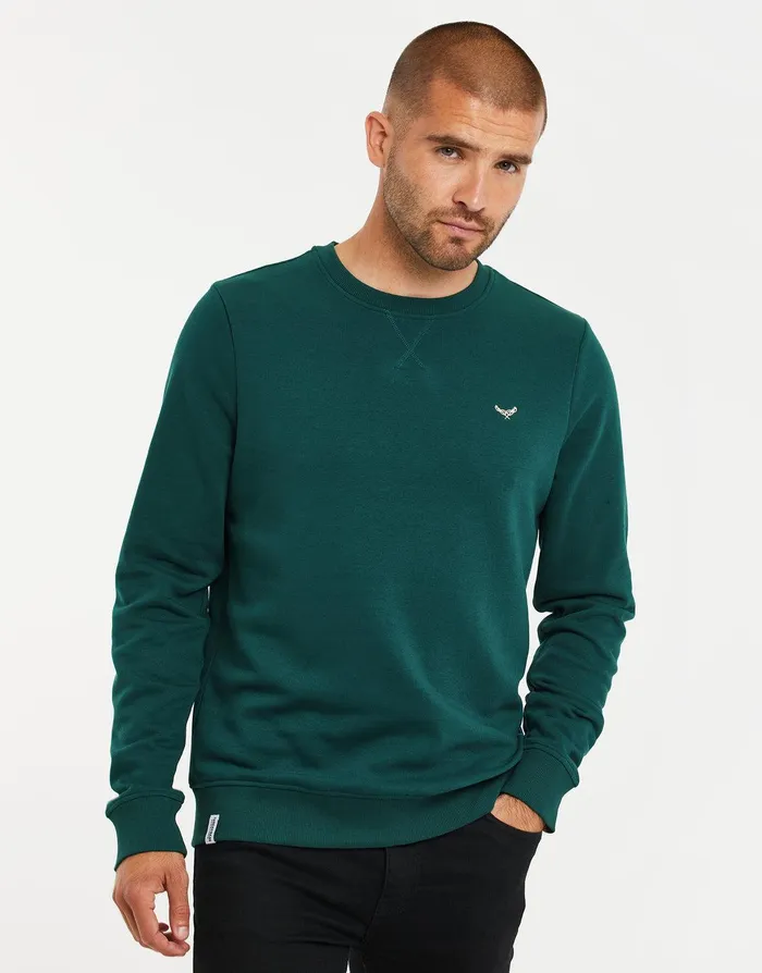 Men Teal Crew Neck Sweatshirt Teal Threadbare Sweatshirts