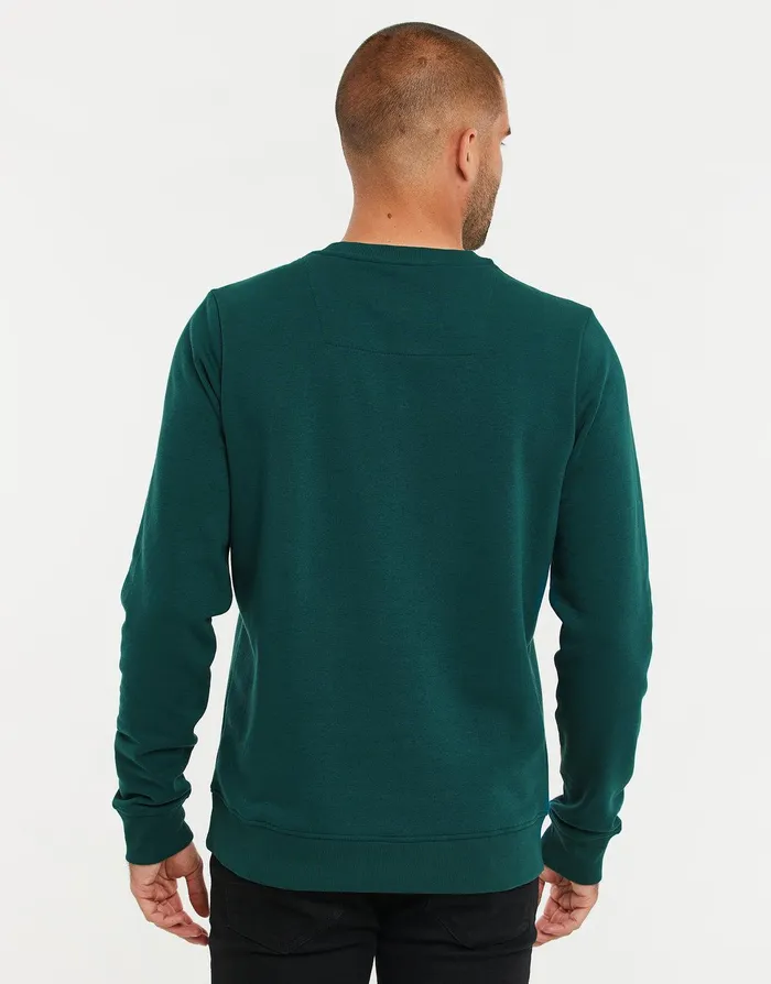 Men Teal Crew Neck Sweatshirt Teal Threadbare Sweatshirts