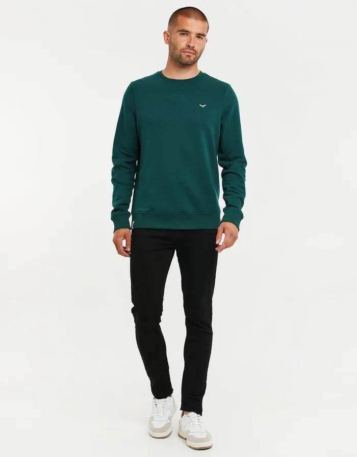Men Teal Crew Neck Sweatshirt Teal Threadbare Sweatshirts