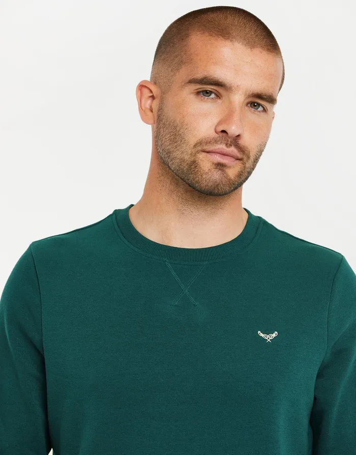Men Teal Crew Neck Sweatshirt Teal Threadbare Sweatshirts