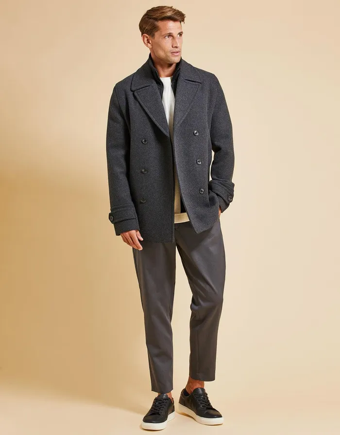 Men Threadbare Luxe Charcoal Mock Layer Tailored Coat Charcoal Threadbare Jacket and Coats Men Threadbare Luxe Charcoal Mock Layer Tailored Coat Charcoal Threadbare Jacket and Coats