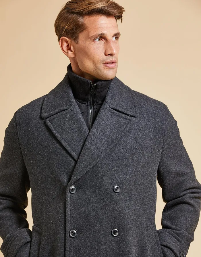 Men Threadbare Luxe Charcoal Mock Layer Tailored Coat Charcoal Threadbare Jacket and Coats Men Threadbare Luxe Charcoal Mock Layer Tailored Coat Charcoal Threadbare Jacket and Coats