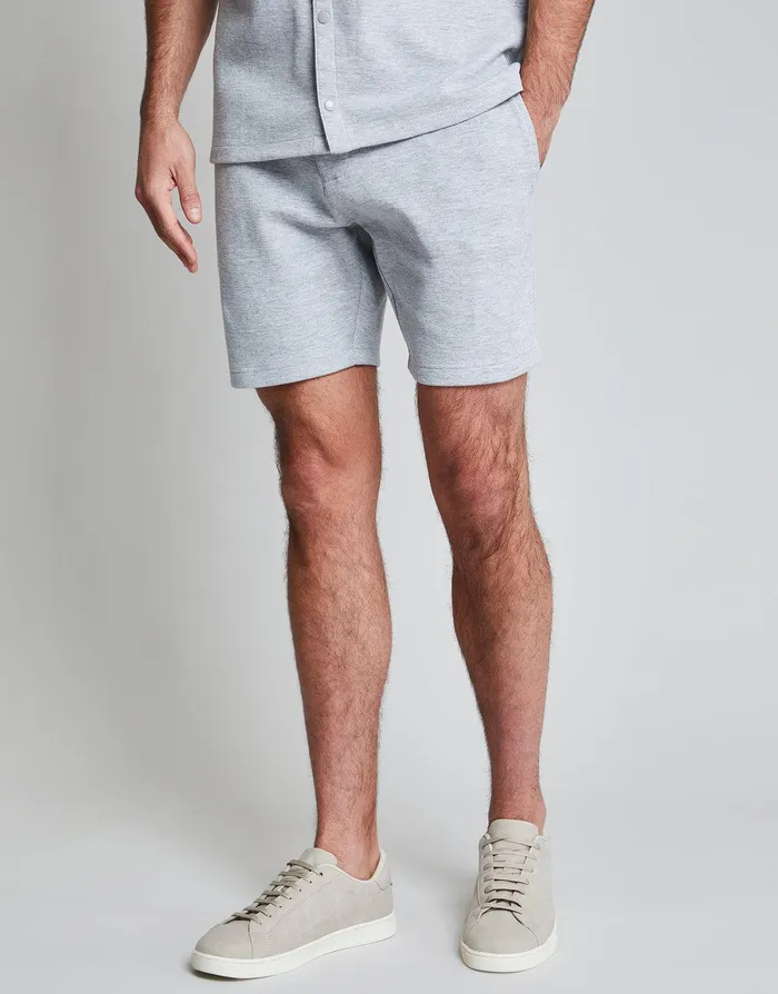 Men Threadbare Luxe Grey Marl Pique Shorts Grey Marl Threadbare Shorts