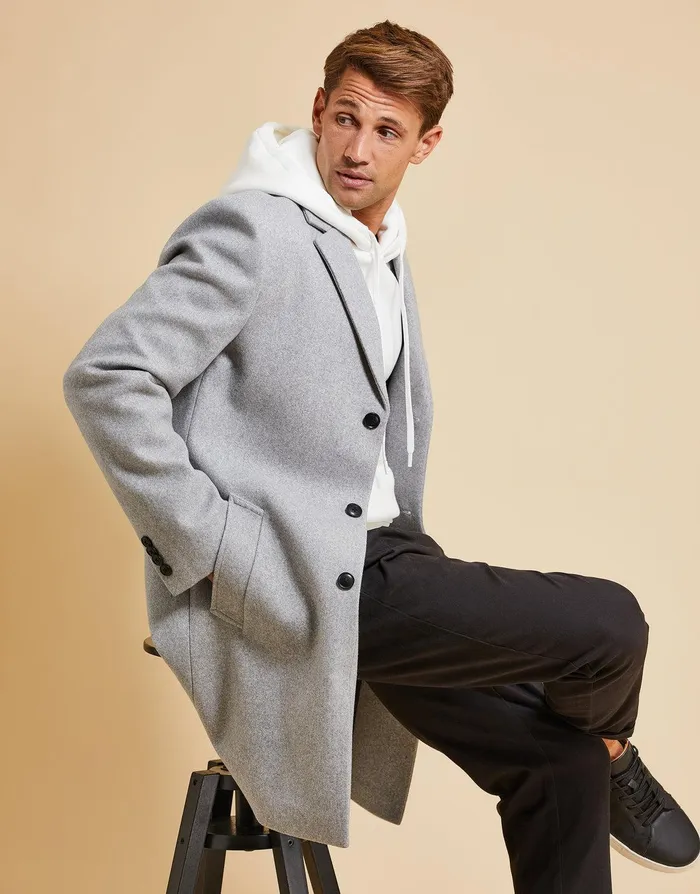Men Threadbare Luxe Light Grey Marl Tailored Coat Light Grey Marl Threadbare Jacket and Coats Men Threadbare Luxe Light Grey Marl Tailored Coat Light Grey Marl Threadbare Jacket and Coats