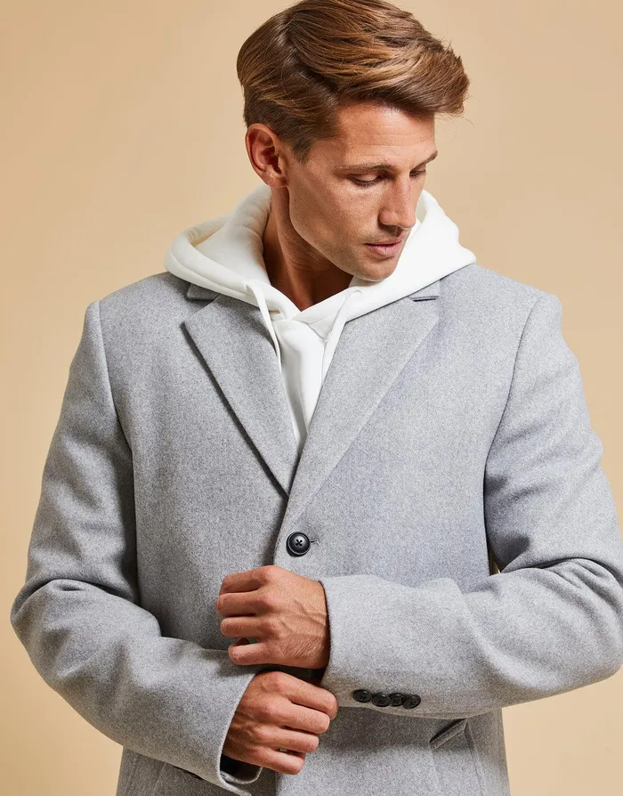 Men Threadbare Luxe Light Grey Marl Tailored Coat Light Grey Marl Threadbare Jacket and Coats Men Threadbare Luxe Light Grey Marl Tailored Coat Light Grey Marl Threadbare Jacket and Coats