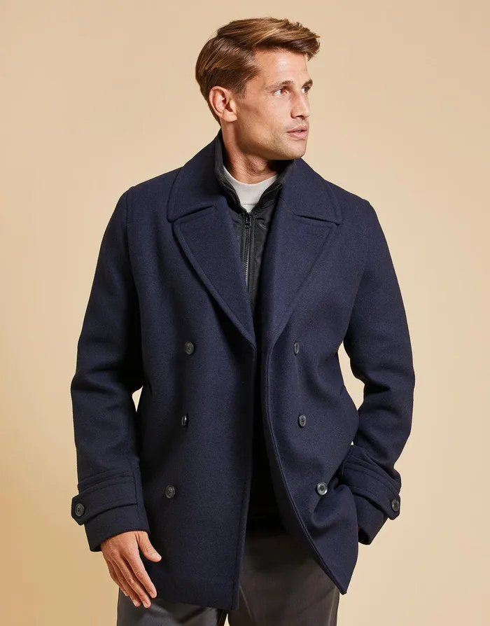 Men Threadbare Luxe Navy Mock Layer Tailored Coat Navy Threadbare Jacket and Coats Men Threadbare Luxe Navy Mock Layer Tailored Coat Navy Threadbare Jacket and Coats