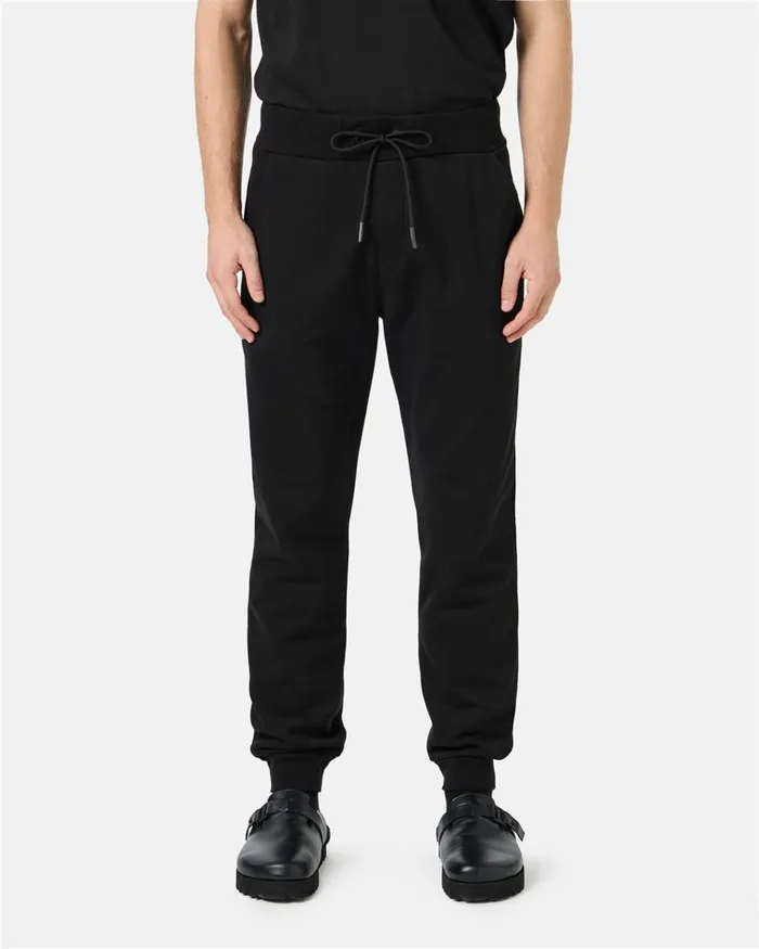 Men TROUSERS Iceberg Black Jogger Regular Fit Trousers In Fleece With Bear Print And Iceberg Logo