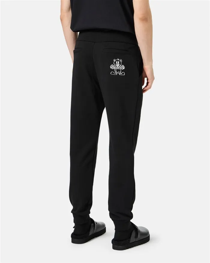 Men TROUSERS Iceberg Black Jogger Regular Fit Trousers In Fleece With Bear Print And Iceberg Logo Men TROUSERS Iceberg Black Jogger Regular Fit Trousers In Fleece With Bear Print And Iceberg Logo