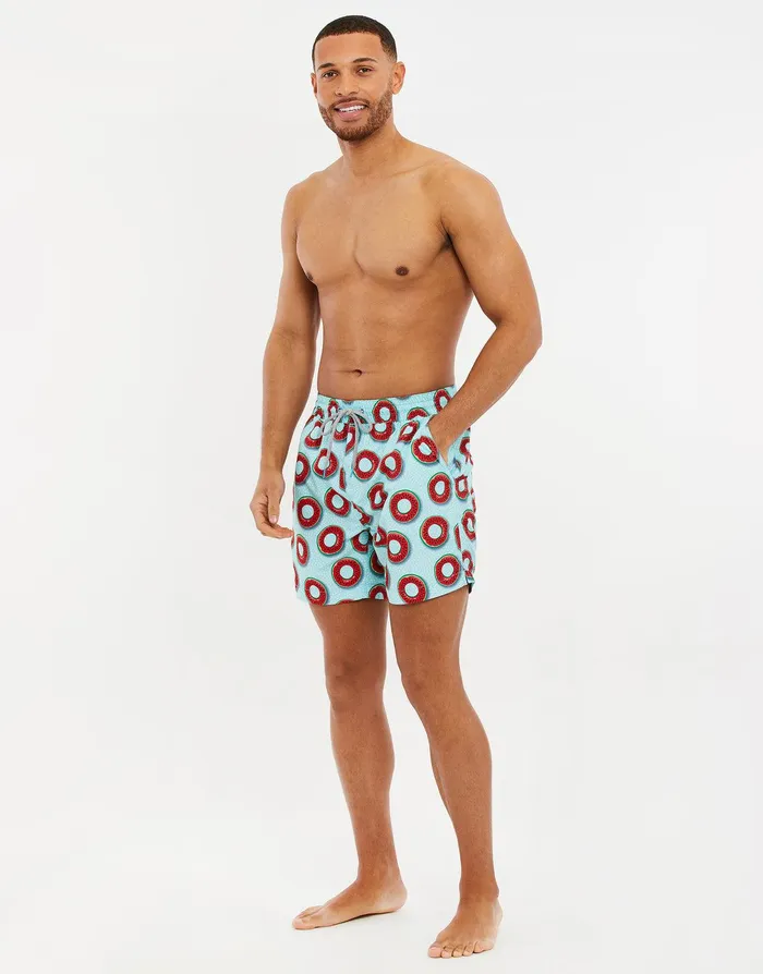 Men Turquoise Watermelon Print Swim Shorts Turquoise Threadbare Swimwear Men Turquoise Watermelon Print Swim Shorts Turquoise Threadbare Swimwear