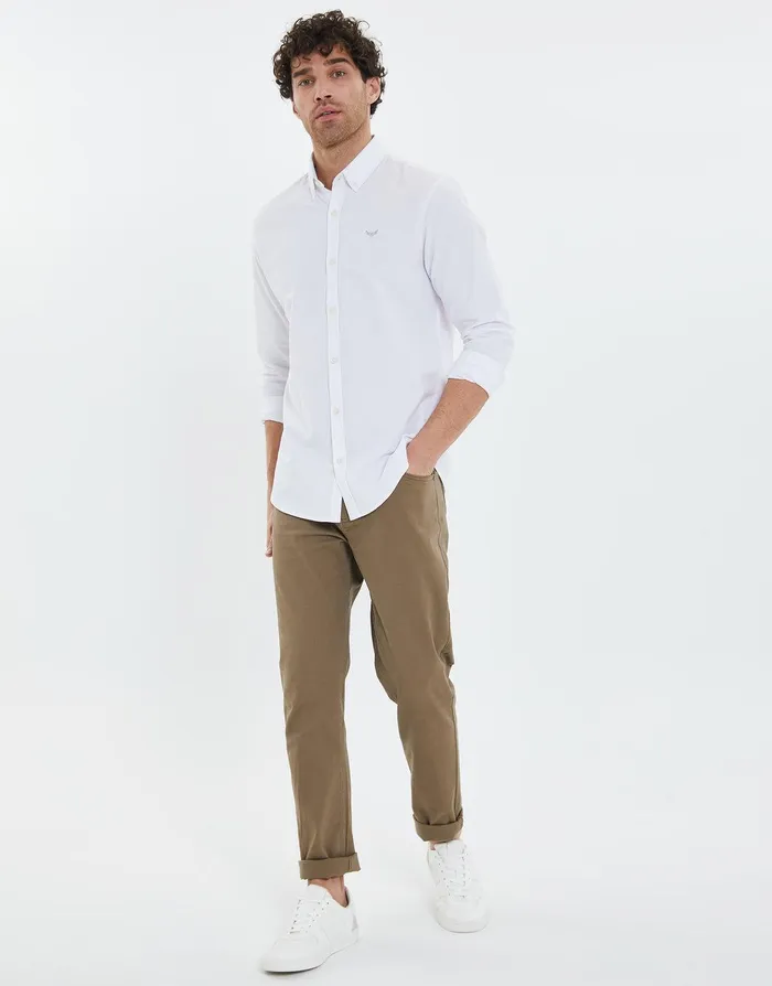 Men White Cotton Long Sleeve Shirt White Threadbare Shirts Men White Cotton Long Sleeve Shirt White Threadbare Shirts