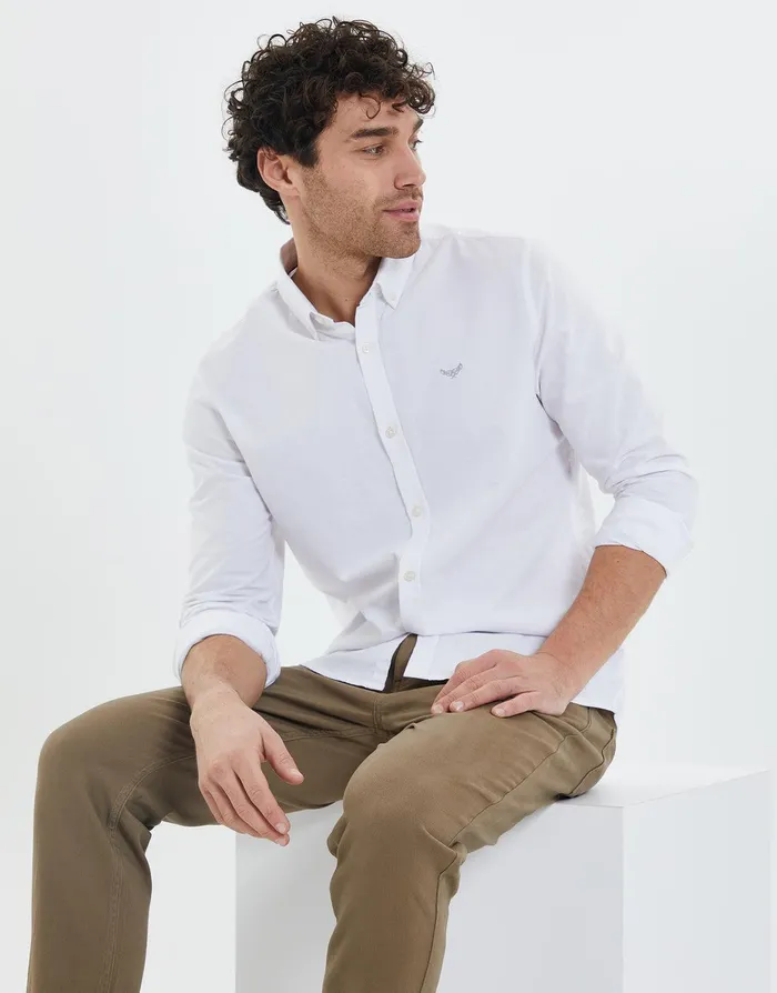 Men White Cotton Long Sleeve Shirt White Threadbare Shirts Men White Cotton Long Sleeve Shirt White Threadbare Shirts