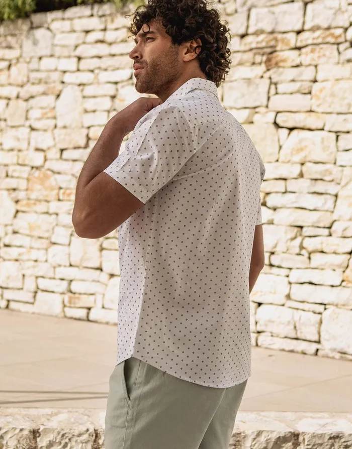 Men White Geo Print Short Sleeve Shirt White Threadbare Shirts Men White Geo Print Short Sleeve Shirt White Threadbare Shirts