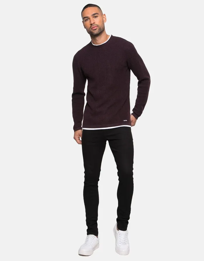Men Wine Mock TShirt Jumper Wine Threadbare Knitwear Men Wine Mock TShirt Jumper Wine Threadbare Knitwear