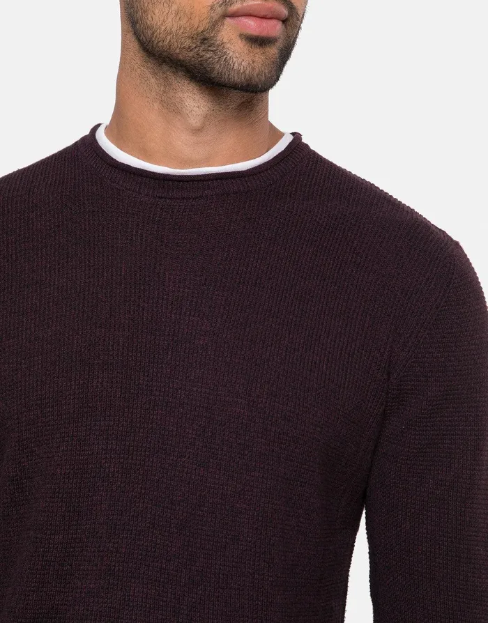 Men Wine Mock TShirt Jumper Wine Threadbare Knitwear Men Wine Mock TShirt Jumper Wine Threadbare Knitwear