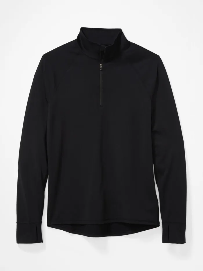 Mens LongSleeve Shirts Marmot Baselayer Zip Jacket Black